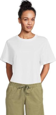 L.L.Bean Signature Premium Essential Short Sleeve T-Shirts Womens T Shirt White : XL, Cotton