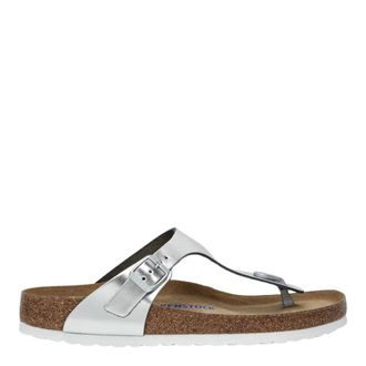 Birkenstock Schoenen, Dames, Grijs, 37 EU, Leer, Gizeh Soft Footbed Regular Fit