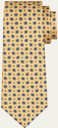 Kiton Mens Silk Micro-Floral 7-Fold Tie