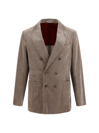 Brunello Cucinelli Mens Jacket Double-Breasted Corduroy Granite Cotton