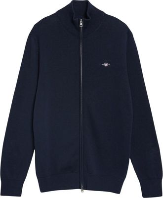 GANT C&aacute;rdigan Casual de Algod&oacute;n con Cremallera - Knitwear - Hombre - Azul - 2XL