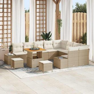 vidaXL Vidaxl - Conjunto De Sof&aacute; De Jard&iacute;n 12 Pcs Beige, Crema 80 X 80 X 71 Cm