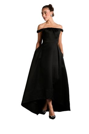 Coast Bardot Fit and Flare Hi Low Hem Maxi Dress, 14, Black