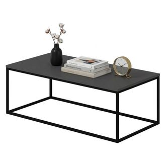 Dmora Mesa De Centro Arcella, Forma Rectangular, Tapa Madera Noble, Estructura Antracita, 120x60x42h Cm