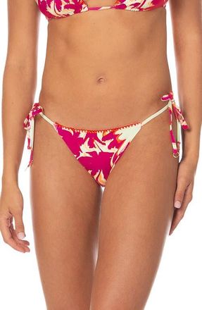 Maaji Dreamscape Glow Sunflash Reversible Side Tie Bikini Bottoms in Dark Pink at Nordstrom, Size Medium