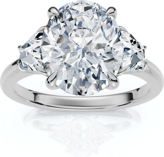 Pompeii3 Certified 2.63Ct Oval & Trapezoid Diamond Engagement Ring Lab Grown