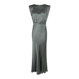 Semicouture Maxi jurk met gedrapeerde taille - Dames - Jurken - Groen - Maat: L Zijde