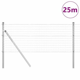 Berkfield Home Versatile Euro Fence with 13 Posts 0.8x25 m Galvanised Steel in Silver