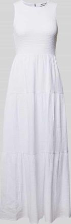 DKNY Maxikleid mit Smok-Details in Weiss, Größe L