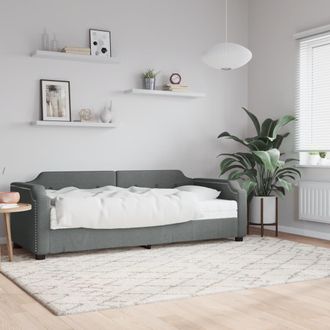 vidaXL Sof&aacute; Cama Con Colch&oacute;n Tela Gris Oscuro 90x190 Cm Vidaxl