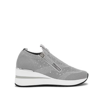 Carvela Womens High Rise Zip Knit Sneakers - Silver Fabric - Size UK 7