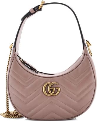 Gucci GG Marmont Half Moon Matelasse Leather Mini hobo bag - Toni neutri
