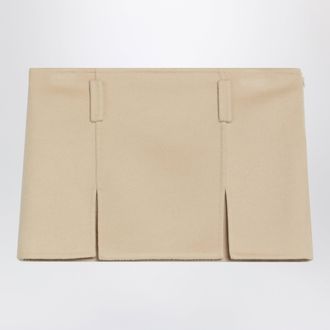 Miu Miu Minigonna color soia in lana e cashmere