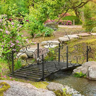 OUTSUNNY 184cm Metal Arch Garden Garden Bridge, Black