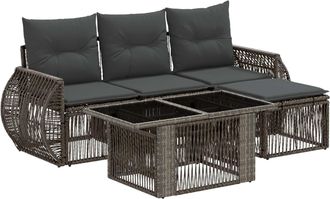 vidaXL Conjunto De Sof&aacute;s De Jard&iacute;n 5 Uds. Gris Y Gris Oscuro Vidaxl