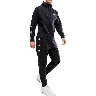 Nike Air Mens Zip Through Tracksuit Set In Black Fleece - Size X-Large