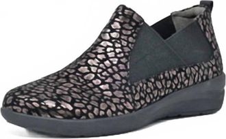Ziera Womens Noslen Slip-On Loafers In Black & Pewter Leopard Black
