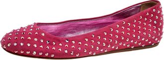 Le Silla Pink Suede Crystal Embellished Ballet Flats