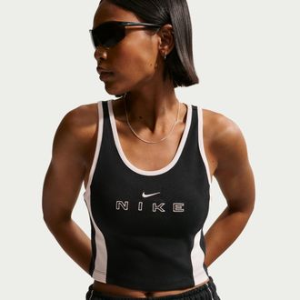 Nike Womens Nike Sportswear Tight Graphic Tank Top in Black | IF0552-010