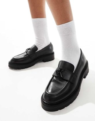Calvin Klein Jeans Mocassini neri con suola flatform-Nero