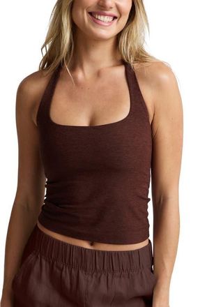 Beyond Yoga Spacedye Halter Crop Tank in Iced Mocha Heather at Nordstrom, Size X-Large