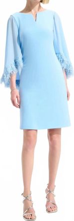 Joseph Ribkoff Chiffon Cape Sleeves A-Line Dress In Sky Blue