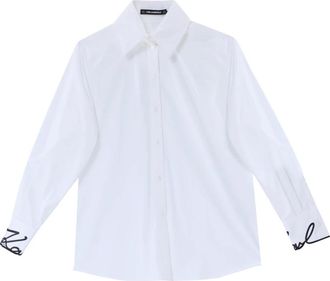 Karl Lagerfeld Signature Cuff Poplin Shirt - Dames - Overhemden - Wit - M - Katoen - Overhemden