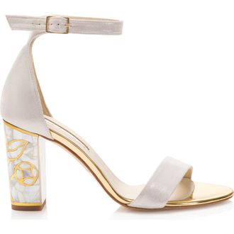 Freya Rose Rozu Ankle Strap Pearl Heel Sandal in Champagne at Nordstrom, Size 40