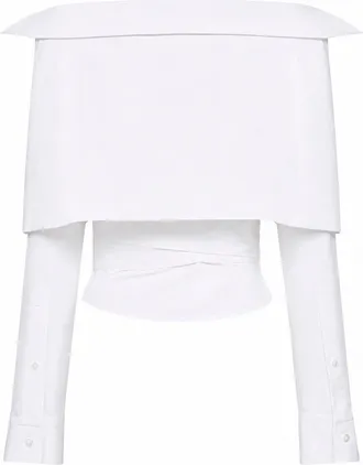 Balenciaga Womens Shirt Off-Shoulder Wrap White Cotton Poplin