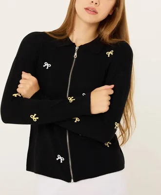 French Kyss Bow Detail Jacket In Black/multi