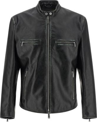 Dsquared2 Black Solid Mandarin Collar Jacket