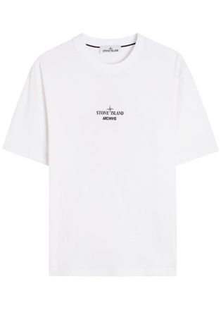 Stone Island Archivo Logo-printed Cotton T-shirt - White - XL