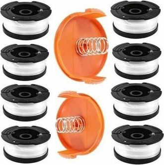 OEM Carrete De Hilo Para Desbrozadoras Black & Decker, 8 Carretes Con 2 Tapas Y 2 Resortes, Carretes A6481 A6485 Compatibles Con Black & Decker Af-100debu