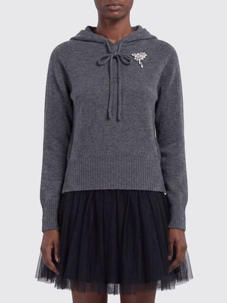 Simone Rocha Knitted Hoodie in Pure Cashmere with Rhinestones