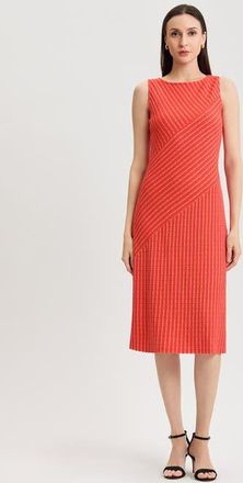 Misook Striped Lined Soft Knit Midi Dress in Cherry Ember/biscotti at Nordstrom, Size Xx-Large