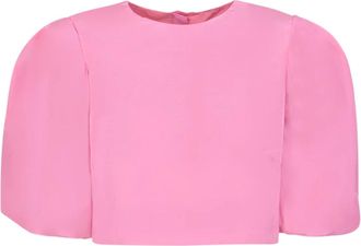 Msgm Cropped Blouse - Dames - Blouses - Roze - S - Linnen - Overhemden