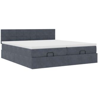 vidaXL Estructura Cama Otomana Colchones Terciopelo Gris Oscuro Vidaxl