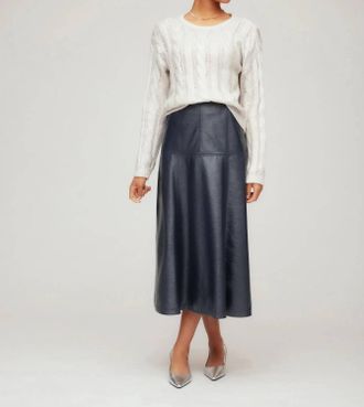 Fifteen Twenty Brownwyn Faux Leather Skirt In Navy