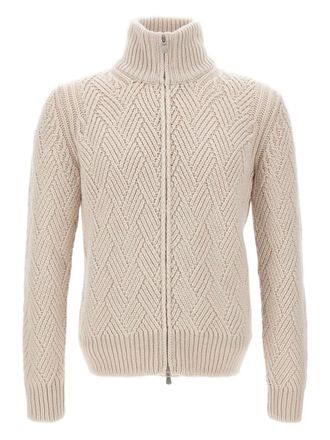 Gran Sasso high-neck cardigan - men - Wool/Viscose/Cashmere - 54 - Neutrals