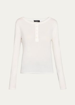 Theory Purl Henley Long-Sleeve T-Shirt