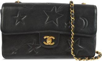 Chanel 1995 medium star-embroidered Classic Flap shoulder bag - women - Lambskin - One Size - Black
