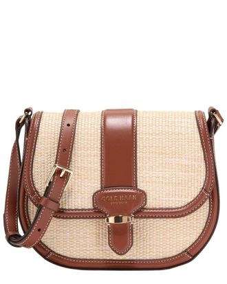 Cole Haan Marina Saddle Bag Straw & Leather Crossbody