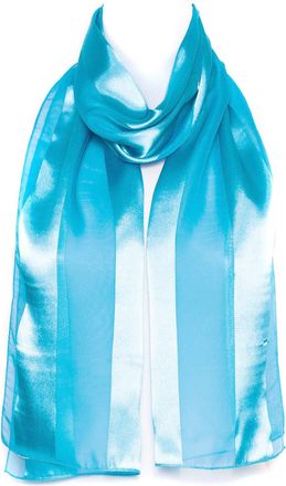 Hat To Socks Plain Elegant Chiffon Satin Scarf (Turquoise)