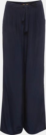 Roberto Cavalli Navy Blue Silk Loose Fit Trousers