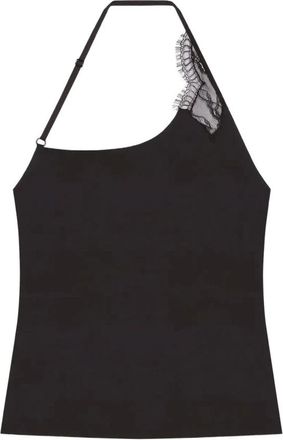 Courr&egrave;ges Kanten Asymmetrische Top - Dames - Tops zonder mouwen - Zwart - M - Tops
