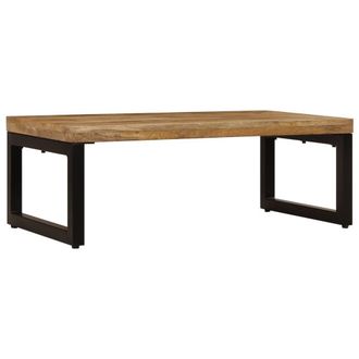 Berkfield Home Coffee Table 100x50x35 cm Solid Mango Wood & Steel in Brown | Size: 100 x 50 x 35 cm