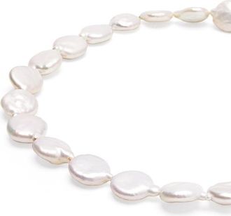 Nialaya Como Flat Pearl Choker Necklace in White at Nordstrom