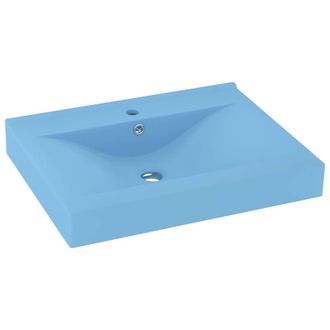Berkfield Home Luxury Basin with Faucet Hole Matt Light Blue 60x46 cm Ceramic
