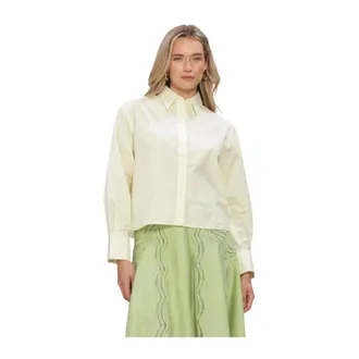 Copenhagen Muse Dames, Blouses & Shirts, Geel, Maat: 2Xs/Xs Katoen