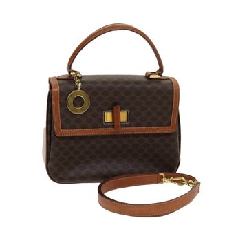 Celine Vintage Convertible Top Handle Bag Macadam Coated Canvas Brown Canvas Bag (Pre-Owned)